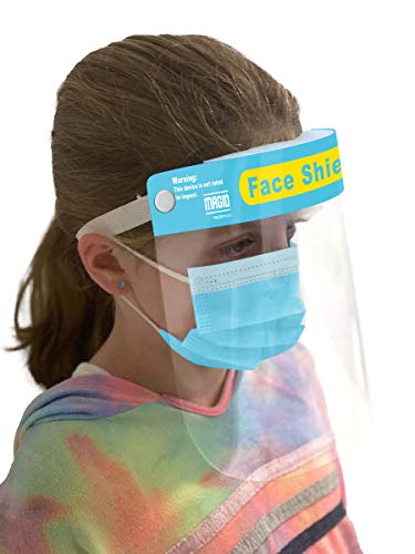 MAGID Reusable Clear Anti Fog Kids Safety Face Shields - 5 Washable Face Shields - Kids Face Shield with Soft Sponge Padding & Elastic Headband (5 Pre-Assembled Shields)