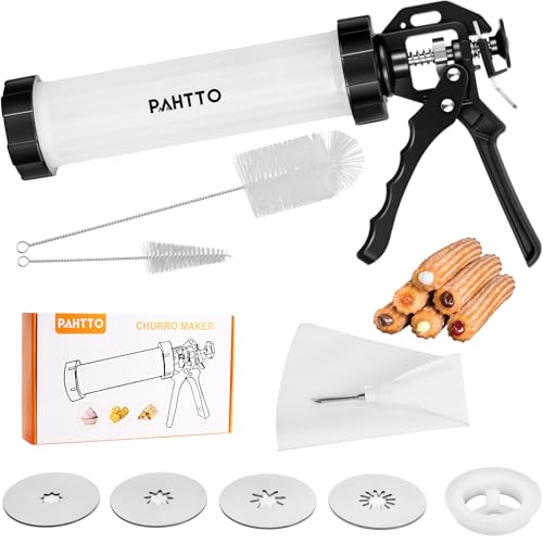 Churro Maker Kit, Hollow Churro Machine, Churro Maker Gun with Piping Bag and 2 Cleaning Brushes, 5 Nozzles for Various Shapes, Máquina para Hacer Churros, Perfect Gift