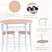 Giantex 3 Piece Dining Set Compact 2 Chairs and Table Set with Metal Frame and Shelf Storage Bistro Pub Breakfast Space Saving for Apartment and Kitchen (White & Natural)