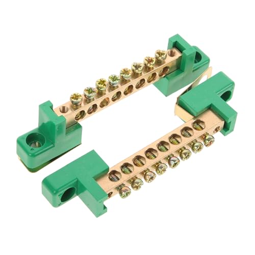 MUSISALY 2 Stück Kupfer Erdungsschienen 6-polig 6x9mm Erdungsklemmleiste mit Anschlussmöglichkeiten Robuste Stromverteilerblöcke für Elektrische Installationen und Verteilerschränke