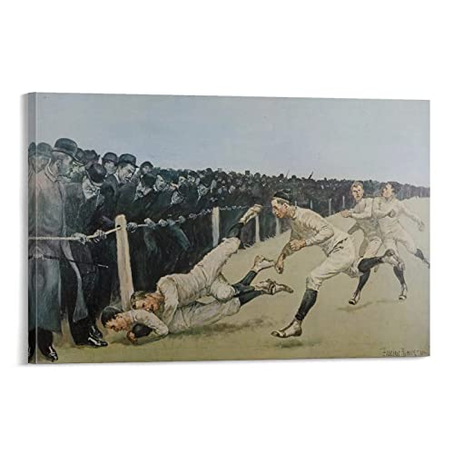 Rugby Game Retro Art Posters, Boy Room Aesthetic Wall Art Decor Canvas Wall Art Prints For Wall Decor Room Decor Bedroom Decor Gifts 24X36Inch(60X90Cm) Frame-Style #TOP16