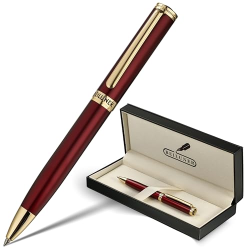 Image of BEILUNER Red Lacquer Gel Pen With 24K Gold Finish, Retractable Pens, Gift Pen Set, Professional, Elegant, Writing, Executive, Office, Nice Fancy Designer, Perfect for Men and Women