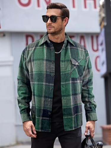 Image of JEMLDL Mens Flannel Plaid Shirts Jackets | Button Down, 1 Pocket, Collared Neck, 7 Button, Casual Shackets