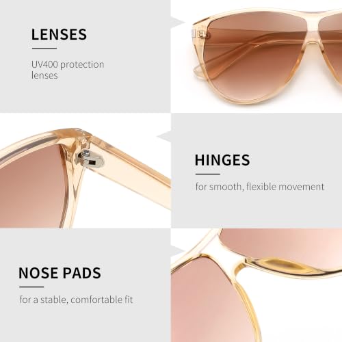 FEISEDY Oversized Sunglasses for Women Men, Retro 70s Large Sun Glasses — view 4