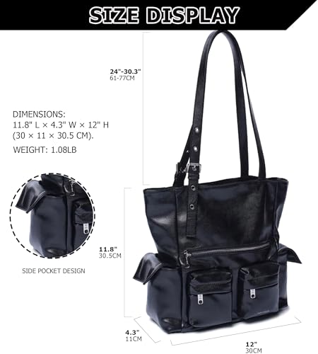 Bolso tote grande de cuero sintético suave myfriday, bandolera tipo satchel con cierre de gancho miniatura 4