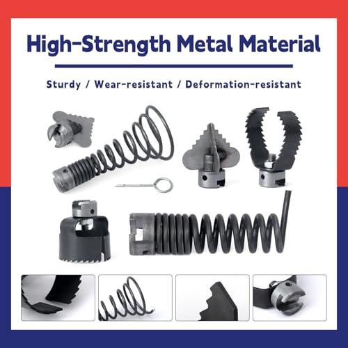 Dusledel 7PCS Drain Cutter and Auger Attachment Set Compatible with K-1000 K-1500 K-1800 K-4000 K-7500 Machines, for 4"-8" Pipes 1-1/4" 6/5" 1-1/2" Cable 30mm(1-3/16") Cutter and Auger Kit by Dusledel - Used condition - Image 7