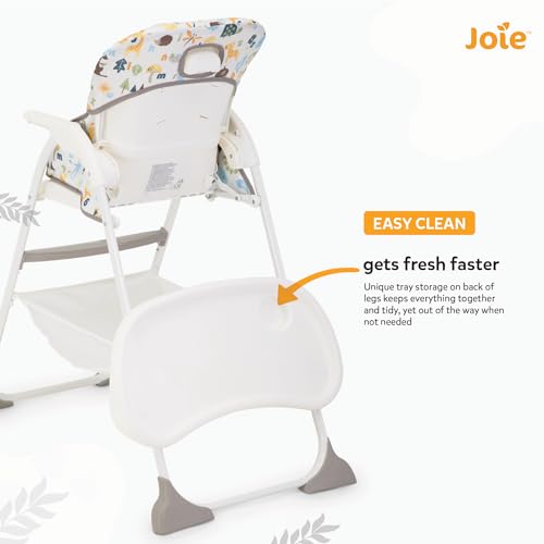 Image of Joie Mimzy Snacker High Chair for Baby - Feeding Chair with a One-Hand fold, 3-Position Seat Recline & 5-Point Harness System (6 Months to 15 kg) Alphabet