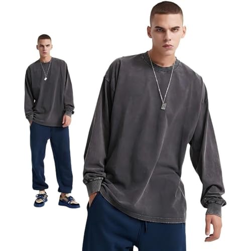 T-shirt manches longues homme gris foncé ample, le basique idéal pour un look décontracté
