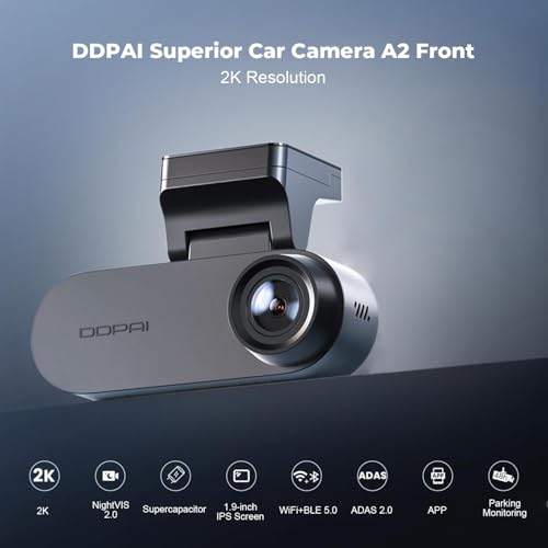 Image of DDPAI Dash Cam for Car with Screen [2026 Edition] 2K QHD Front Camera | ADAS, F1.8 Aperture, Night Vision, 260 Wide Angle, G-Sensor, WiFi, Super Capacitor, Wi-Fi & App Control