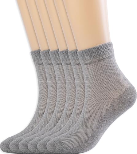 Image of Women Ankle Thin Socks 6 Pairs Size 5-8 9-11, Mesh Breathable Crew Sock White Black Gray Beige
