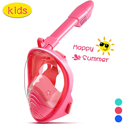 OUSPT Máscara de Buceo para Niños, Máscara de Snorkel 180 ° Facial Completa Silicona Impermeable Anti-Fuga Profesional Máscara de Esnórquel para Niños