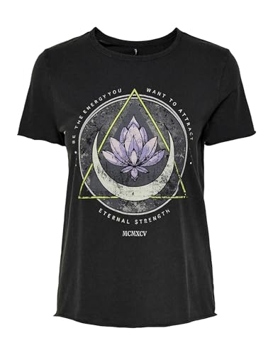 Only Onllucy Reg S/S Top Jrs Noos Camiseta, Negro/Estampado: Loto, S Mujer