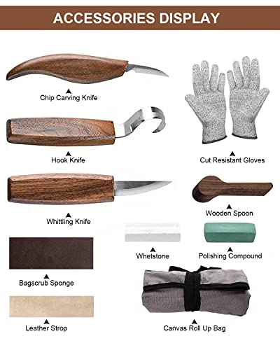 Schnitzwerkzeug Set Maxesla für Holz, 10 in 1 mit Messern und Zubehör