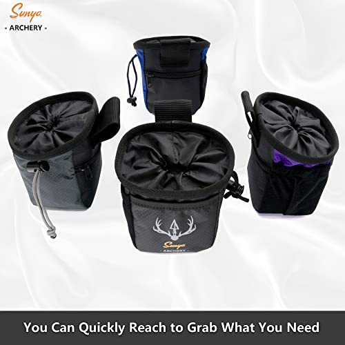Sunya Archery Bow Release Pouch | Finger Tab Bag, Multiple Pockets For Archery Aids Accessories, Fit For Arrow Quiver Belt With Quick Drawstring Closure (Black) #TOP7