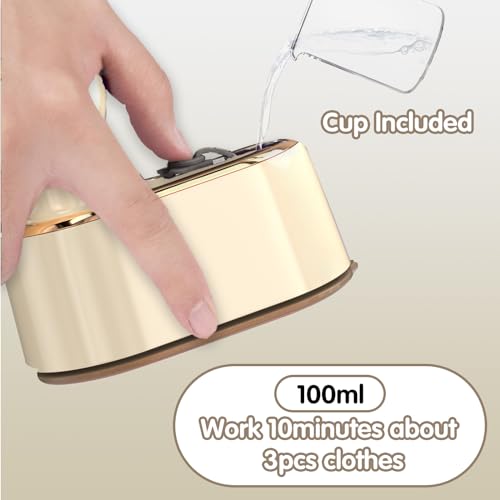 Image of Travel Steamer Iron for Clothes Mini - Portable Ironing Machine Travel Small Size Portable Steamer Travel College Dorm Home Essentials (Beige)