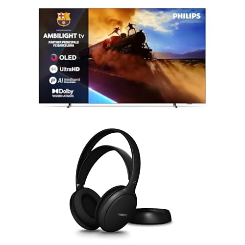 Philips Ambilight 55OLED770 4K OLED Smart TV - Pantalla de 55 Pulgadas con P5 AI Picture, Google TV, Dolby Vision y Sonido Dolby Atmos - Funciona con Alexa y Asistente de Google