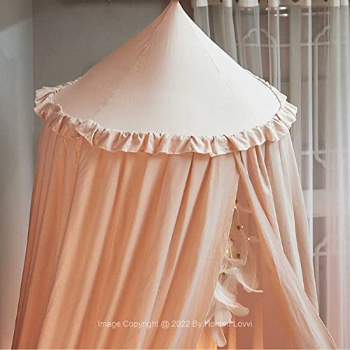Hommi Lovvi Bed Canopy For Girls, Dreamy Frills Ceiling Hanging Princess Canopy Bedroom Decoration Soft Canopy Net Reading Nook, Extra Large Full Queen Size Bed Canopies - Light Pink #TOP5