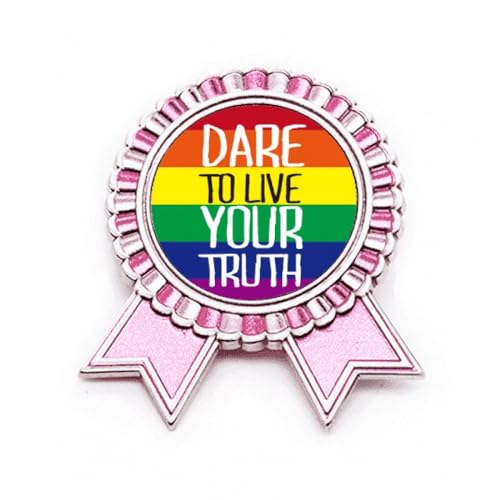 Pin's LGBT Live Your Truth broche médaille rose en métal résistant