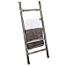 MyGift Decorative Rustic Barnwood 5-Rung Blanket Ladder Organizer, Hanging Towel Bar Rack - 48 x 19-inches