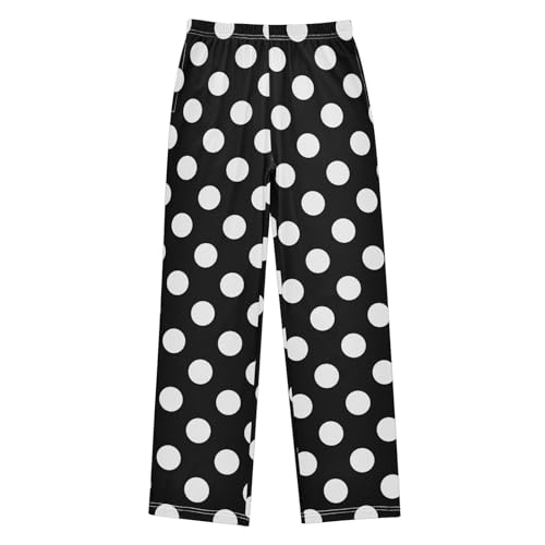 White Black Polka Dots Pajama Pants Long Sleep Pant Soft PJ Bottoms Sleepwear