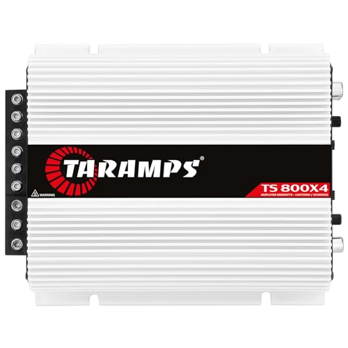 Taramps TS 800x4 1 Ohm Multichannel Stereo Amplifier 800 Watts Rms, 4 Channels, Full Range, Car Audio Amp Digital 2 Bridged Channel, Crossover High/Low Pass, with RCA and Automatic High Level Input