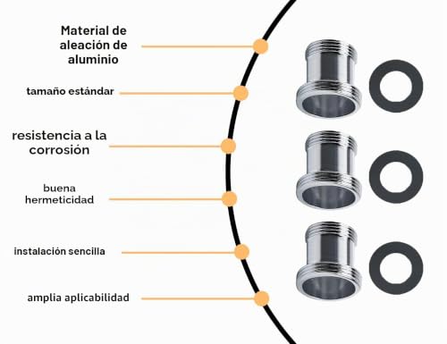 Miniatura 4 de Zoetekway Adaptador De Grifo De 3 Piezas Para Filtro De Agua, Rosca Macho M18 A M22, Adaptador De Rosca De Latón Con Junta De Goma