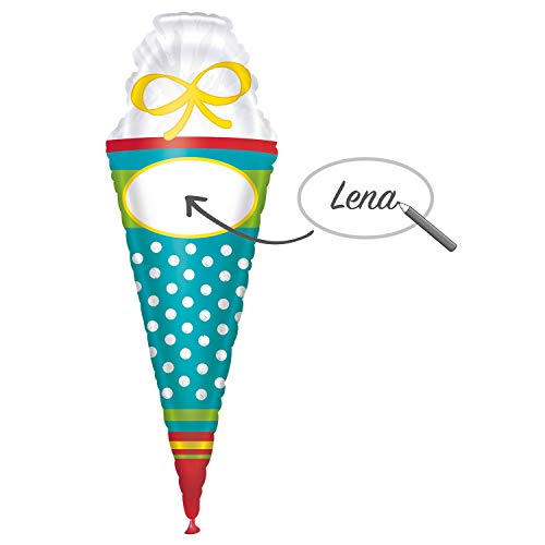 Amscan 3959101 - Super Shape Folienballon Schultüte personalisierbar,...