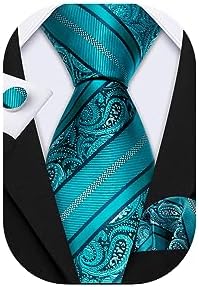 Barry.Wang Man Tie Set Pocket Square Cufflinks for Men Set Designer Ties Paisley