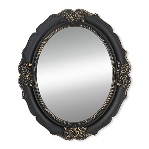 Iamoy Gothic Decor,Wall Mounted Mirror, Vintage Style Oval Mirror, 10.5 By 12.5 Inches, Black #TOP28