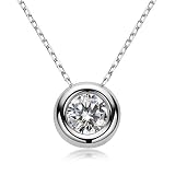 Moissanite Necklace for Women, 1-2 CT Solitaire Pendant 925 Sterling Silver Diamond Necklaces Round