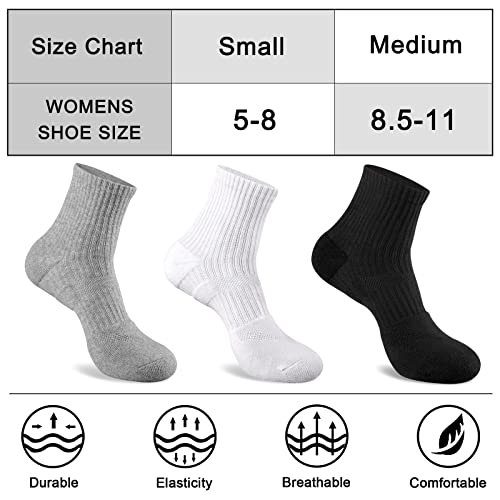Meias femininas de cano curto atléticas para corrida, Branco, 6 pares, P