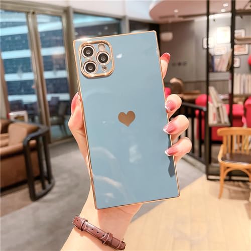 Coque cœur plaqué Or iPhone antichoc souple bleu lac pour protection XS Max