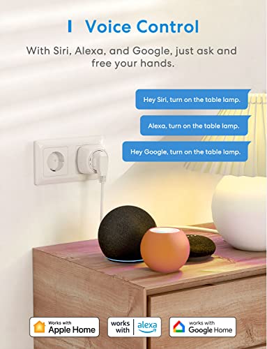 prise connectée mini (type f), prise wifi compatible avec homekit, siri, alexa, google home et smartthings, 10a prise intelligente avec commande vocale, contrôle à distance et fonction de temps