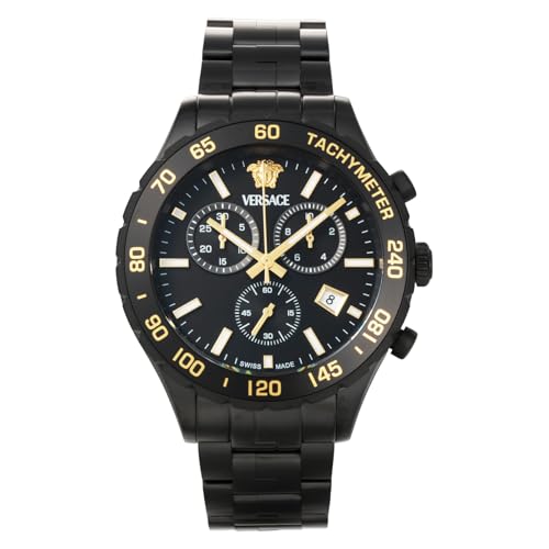 【VERSACE】 メンズ 腕時計 Watch ヴェルサーチェ HELLENIUM ヘレニウム VEPCA0624 クォーツ 日常生活防水 サファイアガラス ブラック文字盤 ステンレススチール [並行輸入品]