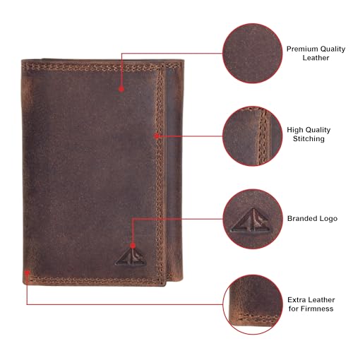Image of ASAD Leather Slim Everyday Trifold Wallet with ID Window and Multiple Card Slots | Genuine Leather Double Stitched RFID Blocking Stylish | Gift for Him | Hidden Card Pockets