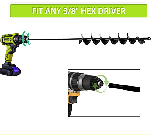 Tcbwfy 2X32 Inch Auger Drill Bit For Planting - Long Handle Easy Planter Garden Auger - Bulb & Bedding Plant Augers - Post Hole Digger For 3/8”Hex Drive Drill #TOP3