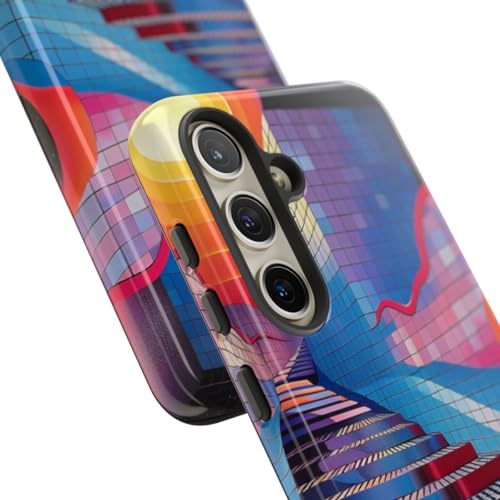 Coque Samsung S24 bleu escalier géométrique coloré rigide - 2