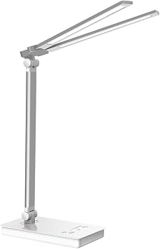 Desk Light, LED Desk Lamp, Table Light, Double Light Source, Double Swing Arm Table Lamp, Double Headed LED Table Lamp with 76 Lamps Beads, 3000k to 6000k Touch Control to Adjust Brightness and Color