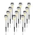 GIGALUMI Solar Lights Outdoor Waterproof, 12 Pack, Stainless Steel LED Solar Garden Lights for Patio, Lawn, Yard and Landscape, Garden Decor Patio Decor,Warm White