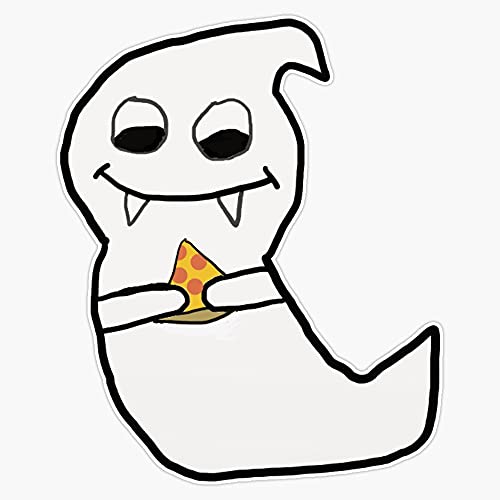 Spooks Pizza Funny Ghost Eating Pizza Slice Halloween Cartoon Cute