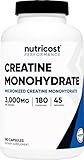 Nutricost Creatine Monohydrate 3,000mg, 180 Capsules (750mg Per Capsule) - Gluten Free, Non-GMO