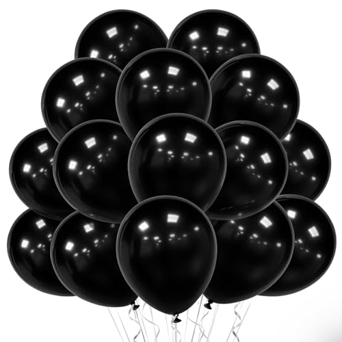 Ainiv Ballons Noir, 60 Pièces 12 Pouces Anniversaire Ballons en Latex, Ballons de Fête pour Mariage, Se Réunir, Cérémonie, Diplôme, Noël, Soirée...