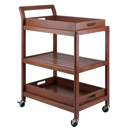 Solid Wood Kitchen Cart with Removable Trays