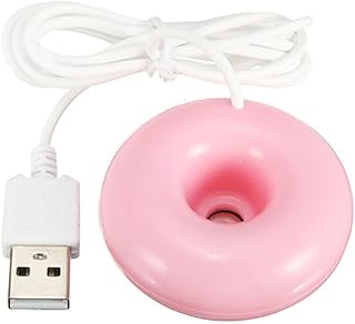 Humidificador portátil con forma de dona alimentado por USB con protección de corte de agua para una niebla suave y beneficios del purificador de aire (rosa)