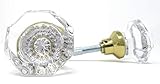 Rousso's Reproductions Beveled Eight Point Glass Door Knobs 0018-PB Crystal Interior Knobs with Spindle