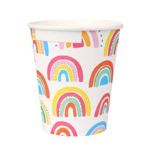 Talking Tables 8 x Rainbow Paper Party Cups Birthday Partyware for Kids, Boys, Girls, 1st Birthday, Baby Shower, Recyclable & Disposable Tableware, Volume: 250ml (9oz)