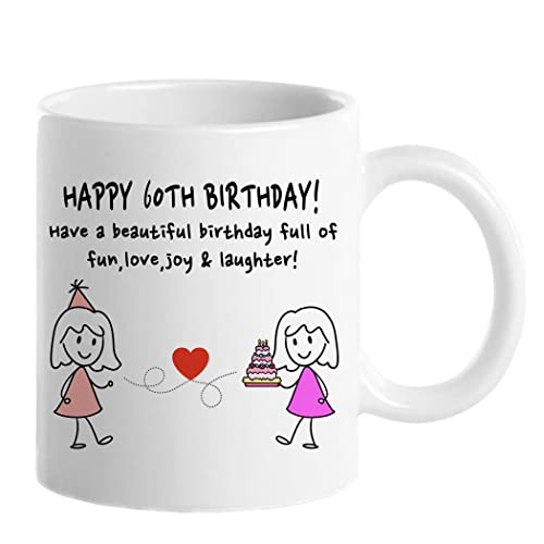 Regalos de 60 cumpleaños para mujeres, divertida taza de café de 60 años, tazas de 60 cumpleaños de 1963 para ella, mamá, tía, esposa, hermana, abuela, amiga, taza de té de 325 ml con texto en inglés