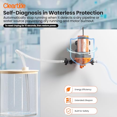Image of Cleartide Diaphragm Water Pump, 115V, 3.3 GPM, 50 PSI, Self-Priming 10FT, Self-Diagnosis & Dry-Run Protection, Built-In Pressure Switch, Water Pressure Booster Pump for Home Use