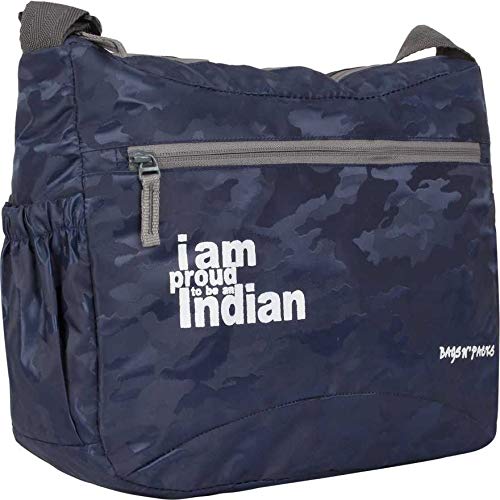 AdventIQSmart Printed Bags and Packs Students Sling-Cross Body Bag for Boys & Girls | Navy Clr.(BNP 094P Brasso Self Design -I Am Proud to Be an Indian Printed)