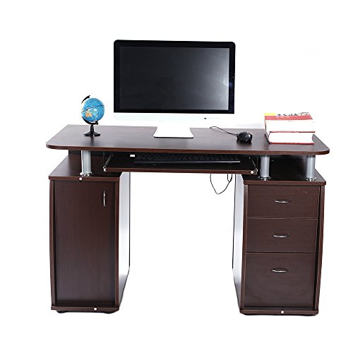 Fovor Home Office Computer Desk with Storage Office Desk with Keyboard Tray Laptop Desk with Drawers Desks for Home Office Writing Desk Work Desk with Pedestal